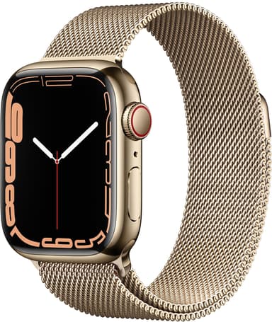 Apple Watch Series 7 GPS + Cellular, 41mm Gold Stainless Steel Case with Gold Milanese Loop 