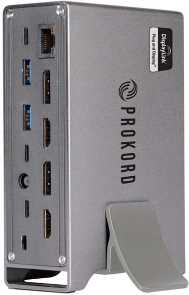 Prokord Workplace Alu Displaylink 4K USB-C / USB 3.0 Portreplikator 