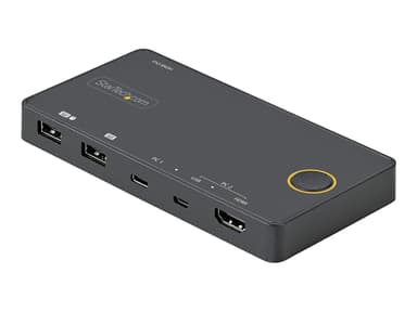 Startech 2-porters Hybrid USB-A + HDMI og USB-C KVM-svitsj 