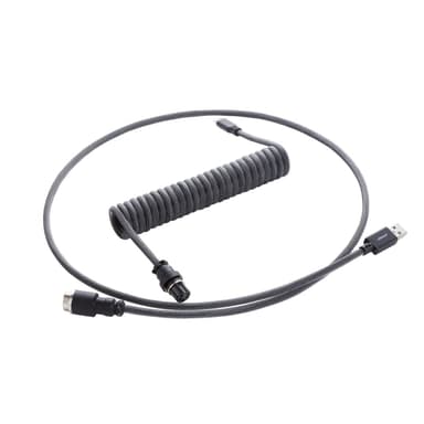 CableMod Pro Coiled Cable - Carbon Grey 1.5m 24-stifts USB-C Hane 4-stifts USB typ A Hane 