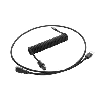 CableMod Pro Coiled Cable - Midnight Black 1.5m 24-stifts USB-C Hane 4-stifts USB typ A Hane 