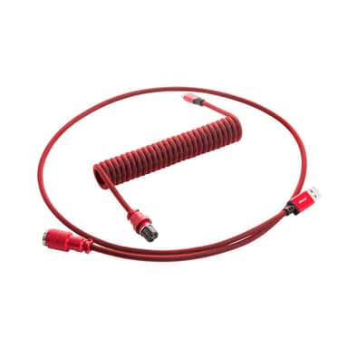 CableMod Pro Coiled Cable - Republic Red 1.5m 24-stifts USB-C Hane 4-stifts USB typ A Hane 