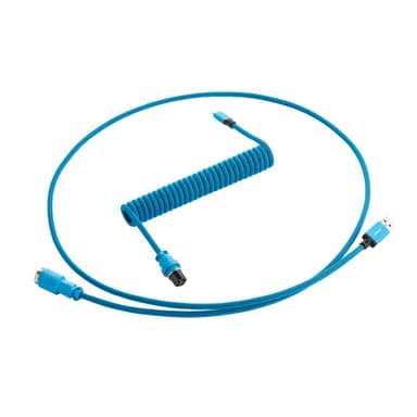 CableMod Pro Coiled Cable - Spectrum Blue 1.5m 24-stifts USB-C Hane 4-stifts USB typ A Hane 