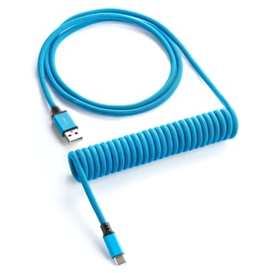 CableMod Classic Coiled Cable - Spectrum Blue 1.5m 24-stifts USB-C Hane 4-stifts USB typ A Hane 