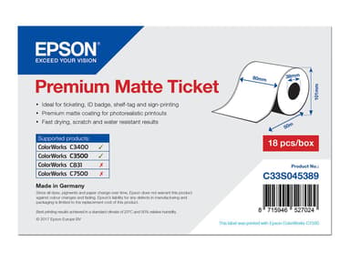 Epson Labels Premium Matt Ticket Roll 