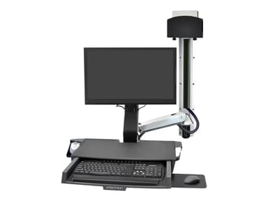 Ergotron Styleview Sit-Stand Combo System With Worksurface And Small Black CPU Holder 