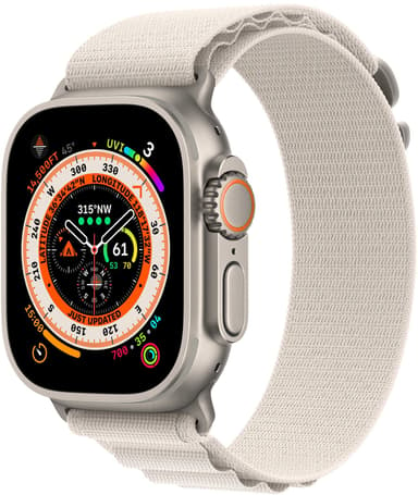 Apple Watch Ultra GPS + Cellular, 49mm Titanium Case with Starlight Alpine Loop Medium 