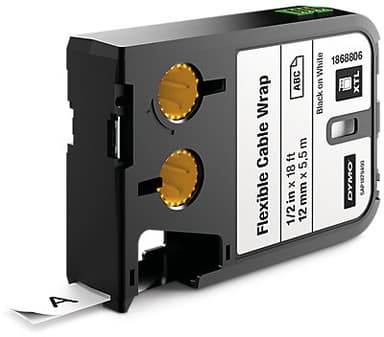 Dymo Tape Kabel Flexible 12mm Svart/Vit - XTL 