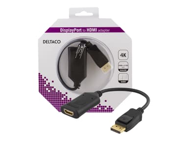 Deltaco Adapter Active 4K At 60Hz Black DisplayPort Hann HDMI Hunn 