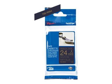 Brother Tape Cloth 24mm Tze-Rn54 Gold/Navy Blue Satin 