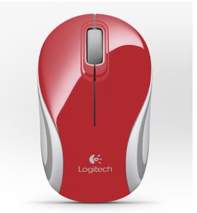 Logitech Wireless Mini Mouse M187 Red Draadloos Muis Rood Wit 