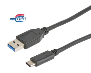 Prokord USB-kabel 1m USB-C-huvud med 24 stift Hane 9-stifts USB typ A Hane 