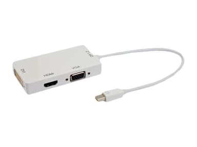 Prokord Videomuunnin DisplayPort Mini Uros DVI HDMI VGA Naaras Valkoinen 