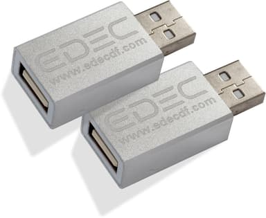 Edec USB Data Blocker 2-Pcs 4-pins USB type A (kun strøm) Hann 4-pins USB type A (kun strøm) Hunn 