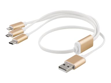 Epzi USB-C/Lightning/Micro-USB Cable 0.5m Hvid 