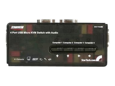 Startech 4-poort USB KVM-switch Zwart met Audio en Bekabeling 