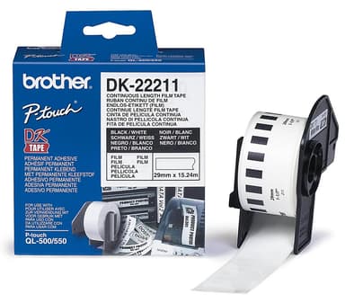 Brother Tape Plast 29mm x 15,24m Svart/Vit 