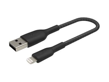 Belkin Lightning To USB-A Cable Braided 0.15m Zwart 