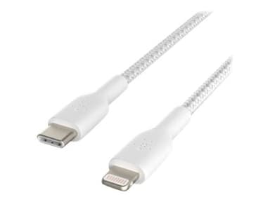 Belkin Lightning Till USB-C Kabel Flätad 1m Vit 
