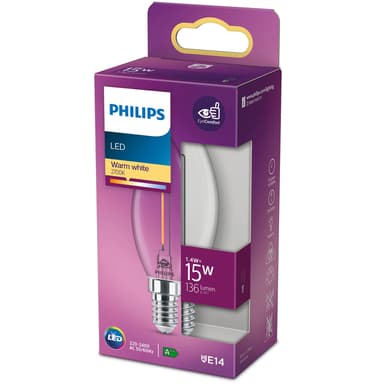 Philips LED E14 Candle 1.4W Clear 136Lm 