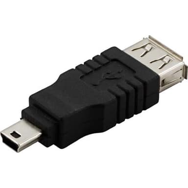 Deltaco USB sovitin 4 nastan USB- A Naaras Mini-USB Tyyppi B Uros 