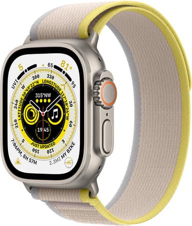 Apple Watch Ultra GPS + Cellular, 49mm Titanium Case with Yellow/Beige Trail Loop 