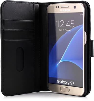 Cirafon Genuine Leather Wallet Samsung Galaxy S7 Svart läder