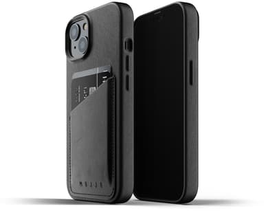 Mujjo Full Leather Wallet Case iPhone 13 Svart