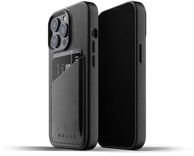 Mujjo Full Leather Wallet Case iPhone 13 Pro Svart