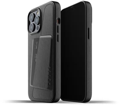 Mujjo Full Leather Wallet Case iPhone 13 Pro Max Svart