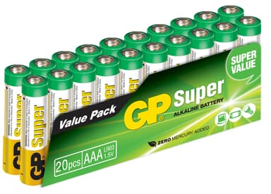 GP Super Batteri Alkaline 20st AAA/LR03 - 1,5V 