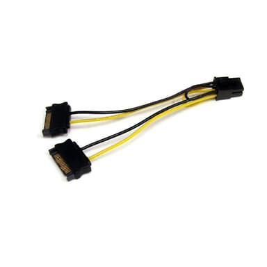 Startech SATA Power To 6 Pin PCI Express Video Card Power Cable Adapter 0.15m 15-pins seriell ATA-strøm Hann 6-pins PCI Express-strøm Hann