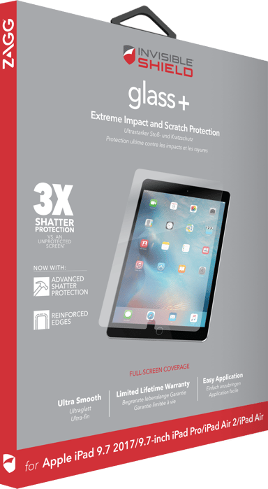 Zagg Invisibleshield Glass+ iPad 2017 iPad 2018 iPad Air iPad Air 2 iPad Pro 9,7"