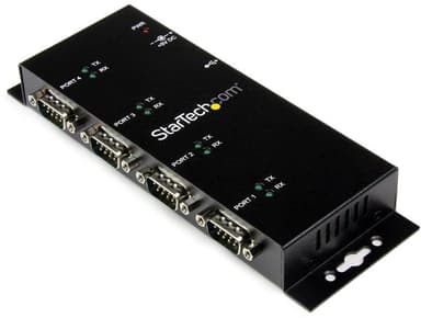 Startech 4-poort USB naar DB9 RS232 Seriële Adapter Hub – Industrieel DIN-rail en Wandmontage 