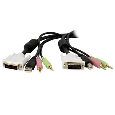 Startech 6ft 4-in-1 USB Dual Link DVI-D KVM Switch Cable w/ Audio & Microphone 