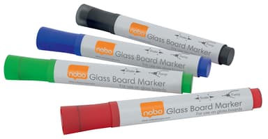 Nobo Whiteboard Marker Glass Board Sorted Colors 4-Set 