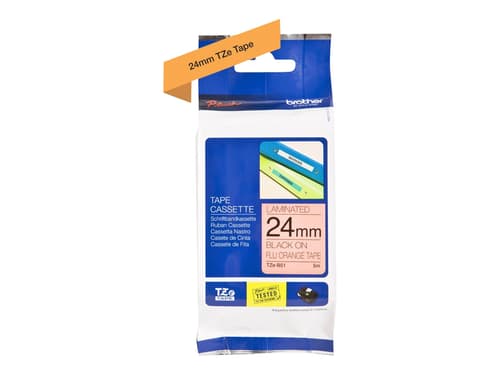 Brother Tape 24mm Tze-b51 Musta/neon Oranssi