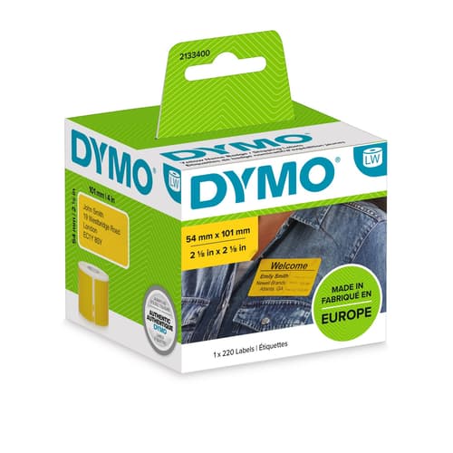 Dymo Labels Name Badge 54 X 101mm Yellow 220pcs/box - Labelwriter billede