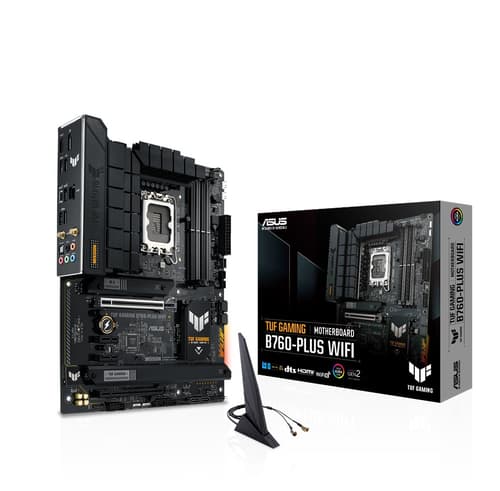 ASUS TUF GAMING B760M-PLUS WIFI - Moderkort - micro ATX - LGA1700-uttag - B760 Chipuppsättning - USB-C 3.2 Gen 2x2, USB 3.2 Gen 2, USB 3.2 Gen 1, USB-C 3.2 Gen2, USB-C 3.2 Gen 1, USB4 - 2.5 Gigabit LAN, Wi-Fi 6, Bluetooth - inbyggda grafiken (CPU krävs) -
