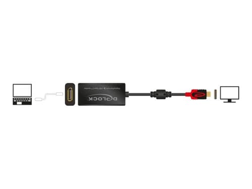 Delock 63928 Videokabel Adapter 0,2 M Usb Type-c Displayport 20 Pin Sort, Rød 0.2m. Usb-c Displayport Rød, Sort billede