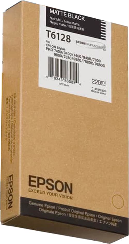 Epson Blæk Mat Sort T6128 220ml billede