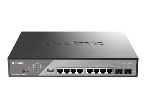 D-link Dss-200g-10mpp/e Netværksswitch Administreret L2 Gigabit Ethernet (10/100/1000) Strøm Over Ethernet (poe) 1u Grå billede