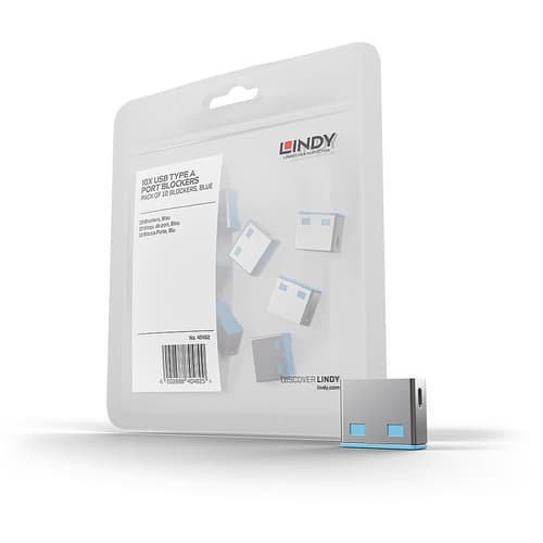 Lindy USB Port Blocker - USB port blokker - blå (pakke med 10)