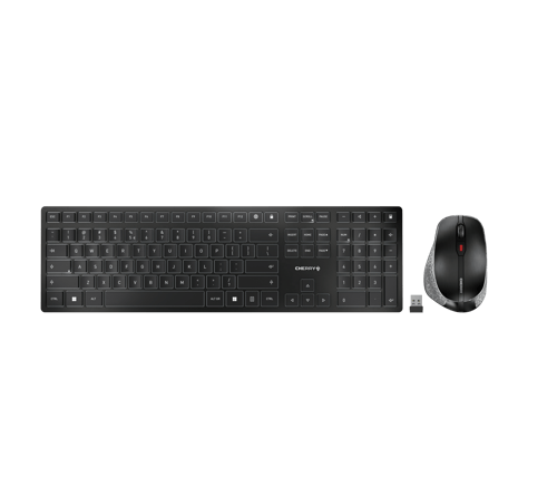 Cherry Dw 9500 Slim Tangentbord Mus Inkluderad Trådlös Rf + Bluetooth Qwerty Nordic Svart, Grå Cherry Sx Nordisk