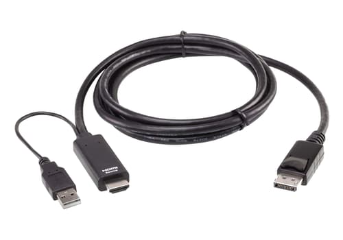 Aten 2l-7d02hdp Videokabel Adapter 1,8 M Hdmi + Usb Displayport Sort 1.8m. Hdmi, Usb Displayport Sort billede