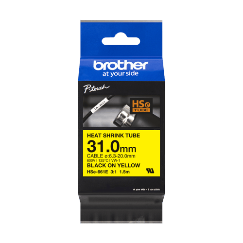 Brother Tape Krympeslange 31mm Hse-661e Sort/gul