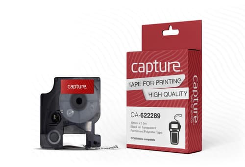 Capture Tape Rhinopro Permanent Polyester 12mm Svart/transparent
