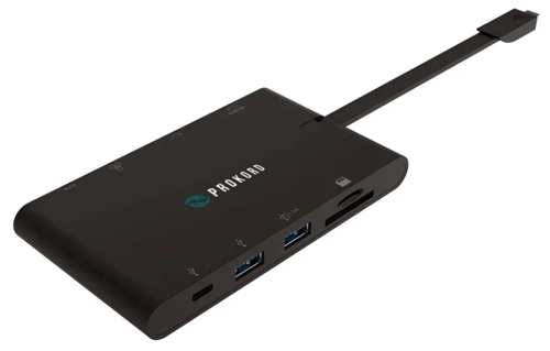 Prokord Pd-dockm08 Kannettavien Tietokoneiden Telakka Ja Porttitoistin Langallinen Usb 3.2 Gen 1 (3.1 Gen 1) Type-c Musta Usb-c