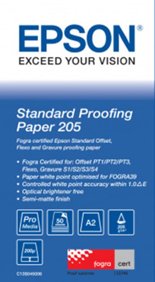 Epson Papir Proofing Standard A2 205g 50 Ark