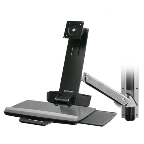 Ergotron Styleview Sit-stand Combo System With Medium Silver Cpu Holder billede